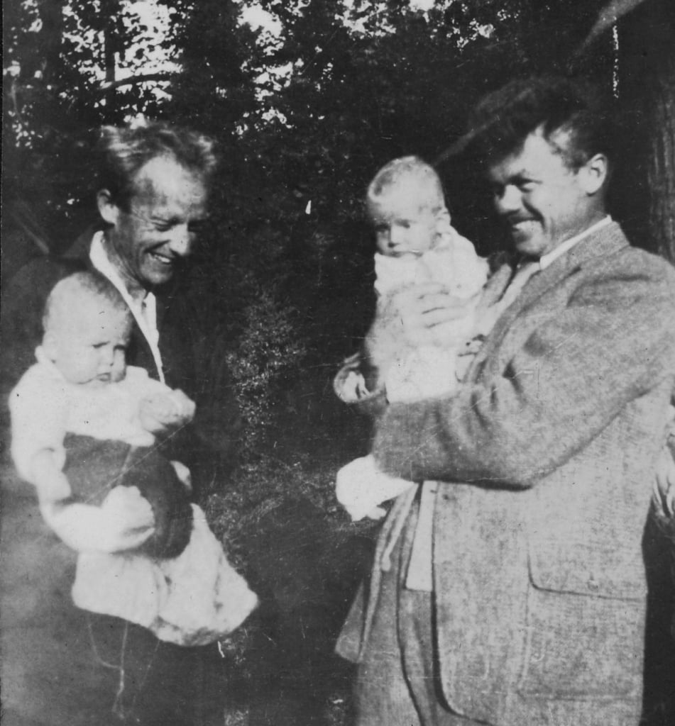 Wharton (left) and Henry (right) holding their infant sons, both named Peter. Photo: WEM archives