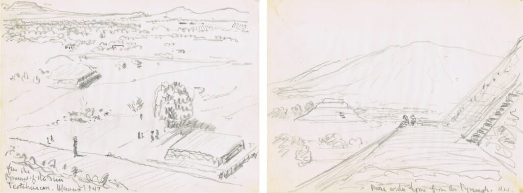 pecil sketches of Teotihuacan
