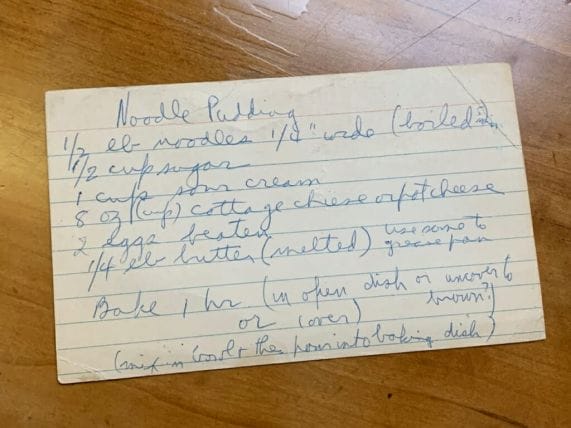 index card with handwritten recipe