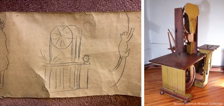 sketch and photo of bandsaw