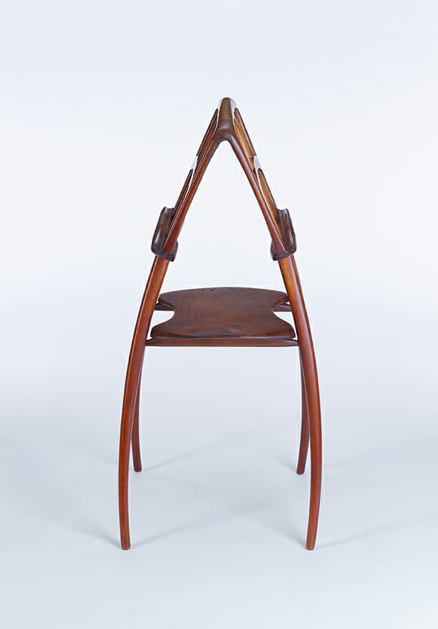 gracefully curving wooden double music stand