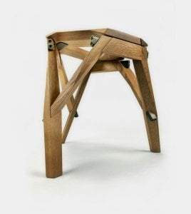 wood stool with metal hardward