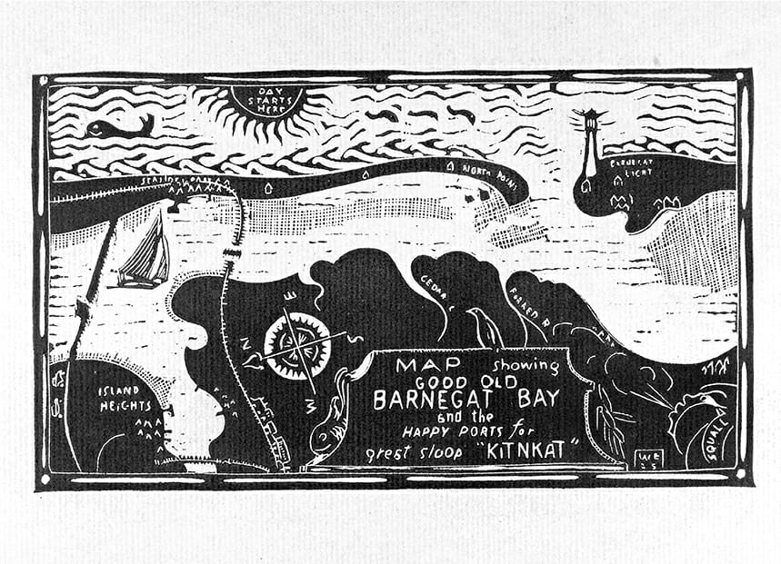 woodcut map of barnegat bay