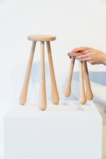 Two wooden stools made by Bronwen O'Wril 